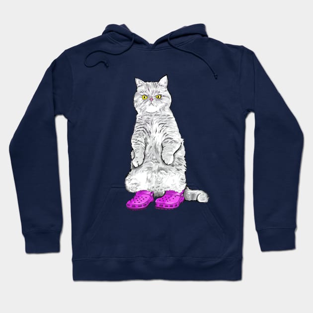 Cat in clogs- purple Hoodie by FanboyMuseum